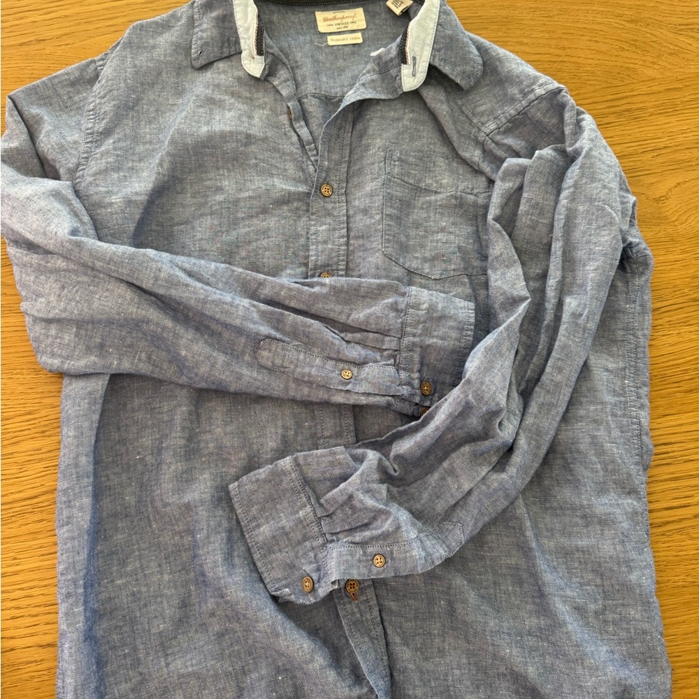 Men's Blue chambray Linen Shirt